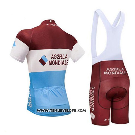 2018 Maillot Ciclismo Ag2r La Mondiale Marron et Blanc Manches Courtes et Cuissard